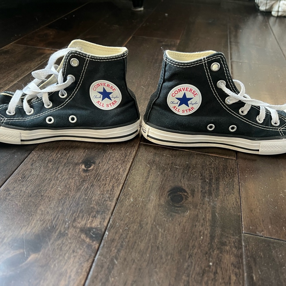 Kids Converse Black and White High-Tops. Size 13.5
